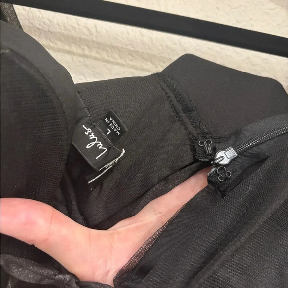 Sz L‎ - NWOT Lulus Dress I'm All Yours Black Tulle Ruffled Maxi Dress - Picture 7 of 9